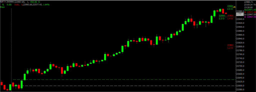 The image displays Intraday version of the Nifty Stock Market chart, used for predicting on May 24, 2024.